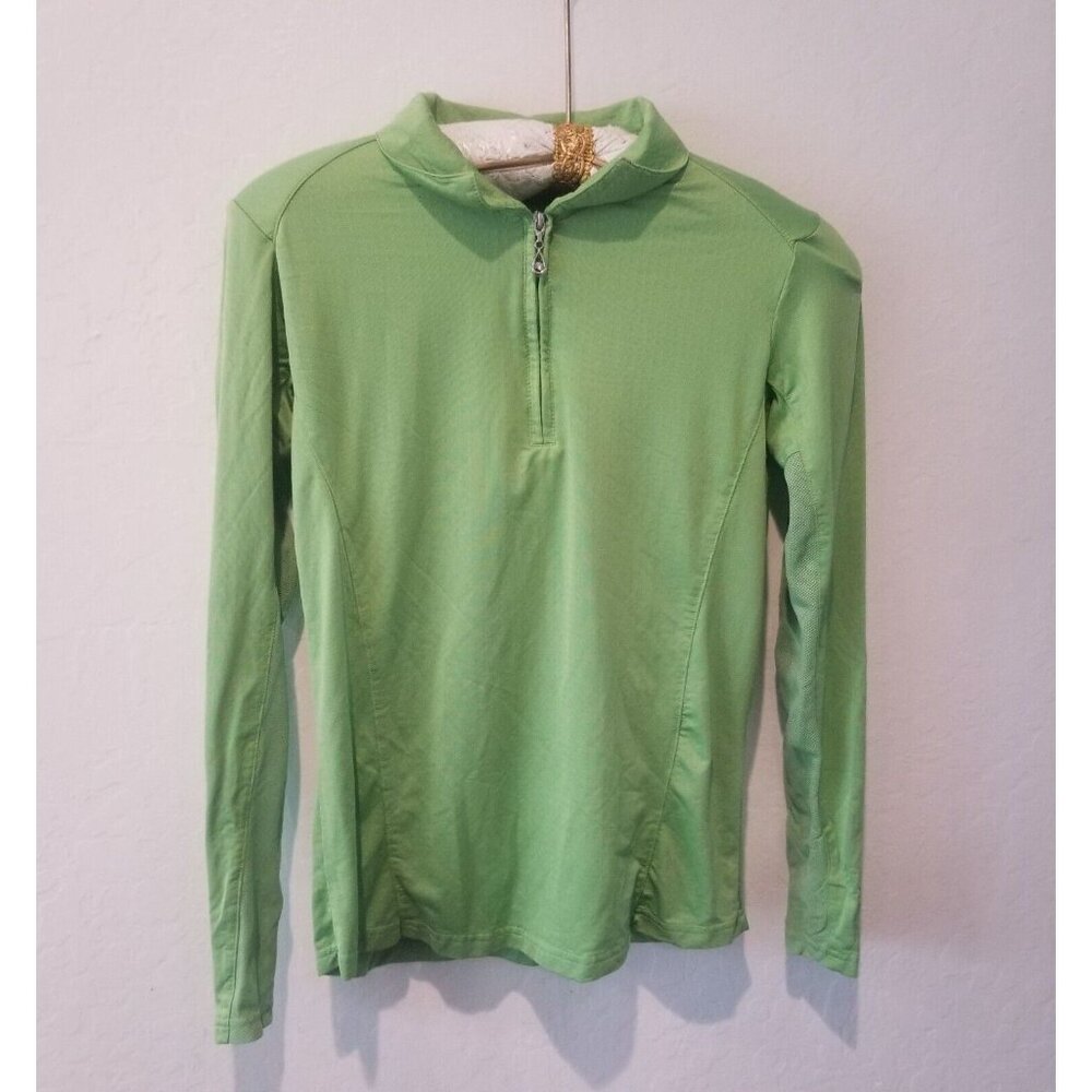 Sansoleil Womens SunGlow 1/4 Zip Long Sleeve Polo Shirt XS Pullover Green